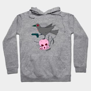 crow & gun on skull Hoodie